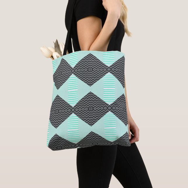 Bolsa Tote Blue Pattern Shoulder Bag (Close Up)
