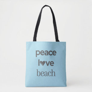 Bolsa Tote Blue Paz Amor Praia Vida   Gráfico Motivacional