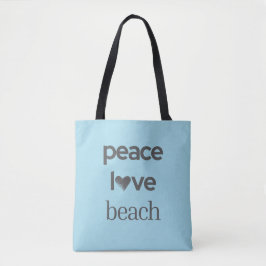 Bolsa Tote Blue Peace Love Beach - Coastal Life - Sun Lover