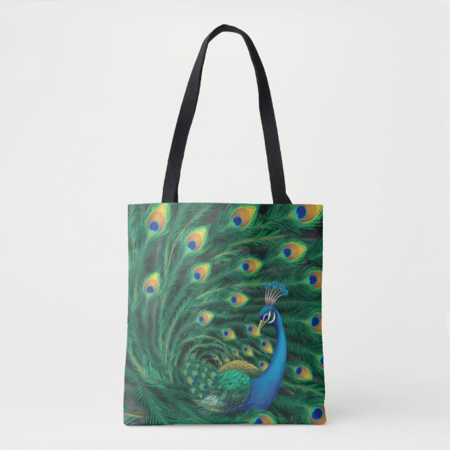 Bolsa Tote Blue Peacock Bird (Frente)