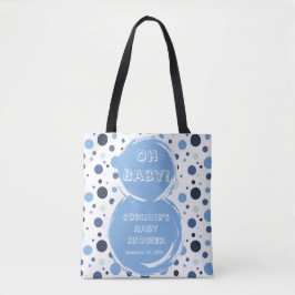 Bolsa Tote Blue polka dot baby shower