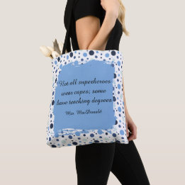 Bolsa Tote Blue Polka dot teacher appreciation gift
