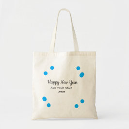 Bolsa Tote Blue polkadots happy new year add name messasimple