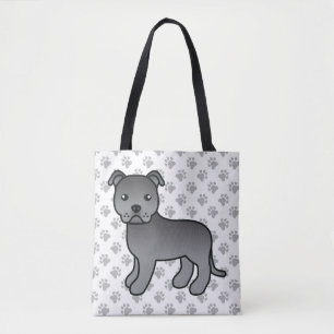 Bolsa Tote Blue Staffordshire Bull Terrier Cute Cartoon