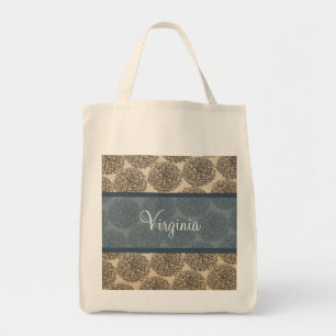 Bolsa Tote Blue Vintage Zinnia Tote Bag
