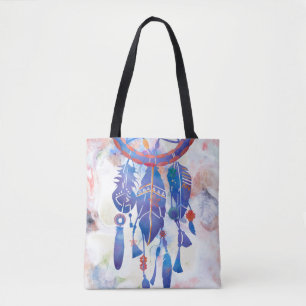Bolsa Tote Blue Watercolor Dreamcatcher Modern Boho