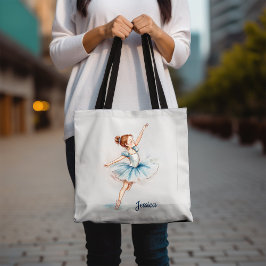 Bolsa Tote Blue Watercolor Pequena Dançarina Ballerina
