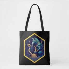 Bolsa Tote Blue Werewolf Paying A Golden Harp