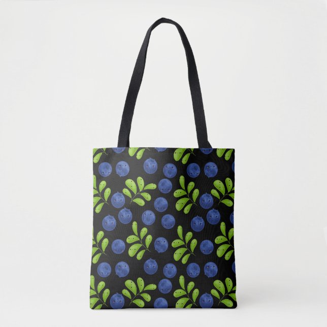 Bolsa Tote Blueberry Bliss: Design de padrão de Fruta fresco (Frente)