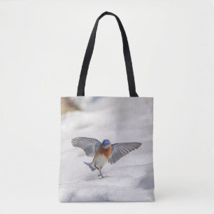 Bolsa Tote Bluebird oriental dançando na neve
