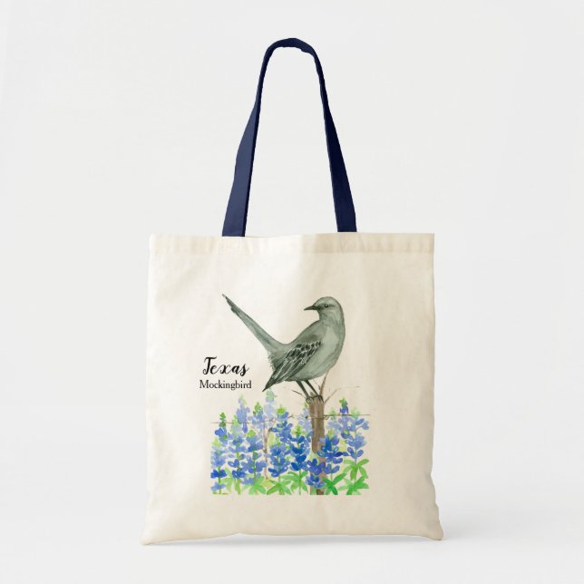 Bolsa Tote Bluebonnets do Texas Mockingbird (Frente)