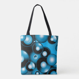 Bolsa Tote Blues Circular Concentric Abstrato Art Orbital