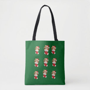 Bolsa Tote Blusa de Fleece com Padrão Festivo de Corgi de Nat