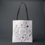 Bolsa Tote Blush Botânico Moderno e Preto<br><div class="desc">Um bolsa de marca para a sua empresa! Este design apresenta um belo design floral preto desenhado à mão sobre um fundo pincelado, e sobreposto com um retângulo branco bordado preto com o seu nome e título, ou ocupação. Parte de um conjunto correspondente. Copyright Designs da Anastasia, todos os direitos...</div>