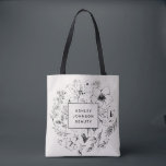 Bolsa Tote Blush Botânico Moderno e Preto<br><div class="desc">Um bolsa de marca para a sua empresa! Este design apresenta um belo design floral preto desenhado à mão sobre um fundo pincelado, e sobreposto com um retângulo branco bordado preto com o seu nome e título, ou ocupação. Parte de um conjunto correspondente. Copyright Designs da Anastasia, todos os direitos...</div>