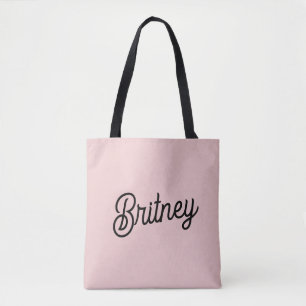 Bolsa Tote Blush Moderno Rosa Poento Monograma e Nome 