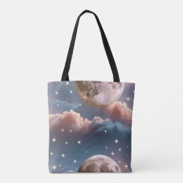 Bolsa Tote Blush Peach Sky Blue Celestial Moon