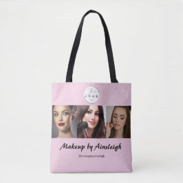 Bolsa Tote Blush Pink Black Script Logo 3 Photo Makeup