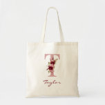 Bolsa Tote Blush Pink Burgundy Letter T Floral<br><div class="desc">This beautiful watercolor floral tote with multi-hued blush and burgundy peonies, roses, orchids, and wildflowers, wispy, green foliage and the letter T, the name in a modern yet classic font would be perfect for carrying office work, groceries, gym clothes, anything at all, to and from home. It comes in 5...</div>