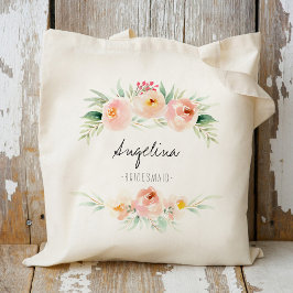 Bolsa Tote Blush Pink Floral Bridesmaid Personalized