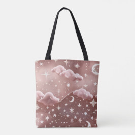 Bolsa Tote Blush Pink Moon Phases Dreamy Aesthetic