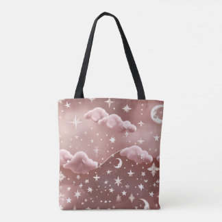 Bolsa Tote Blush Pink Moon Phases Dreamy Aesthetic
