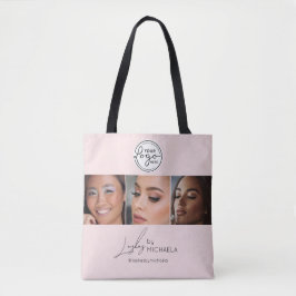 Bolsa Tote Blush Pink Script Logo Photo Lashes Studio 