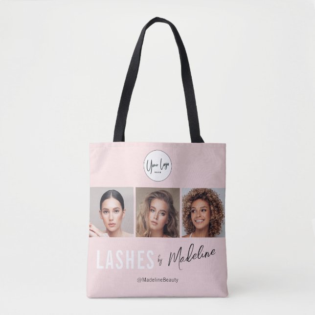 Bolsa Tote Blush Pink Script Logo Photo Lashes Studio (Frente)