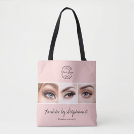 Bolsa Tote Blush Pink Script Logo Photo Lashes Studio