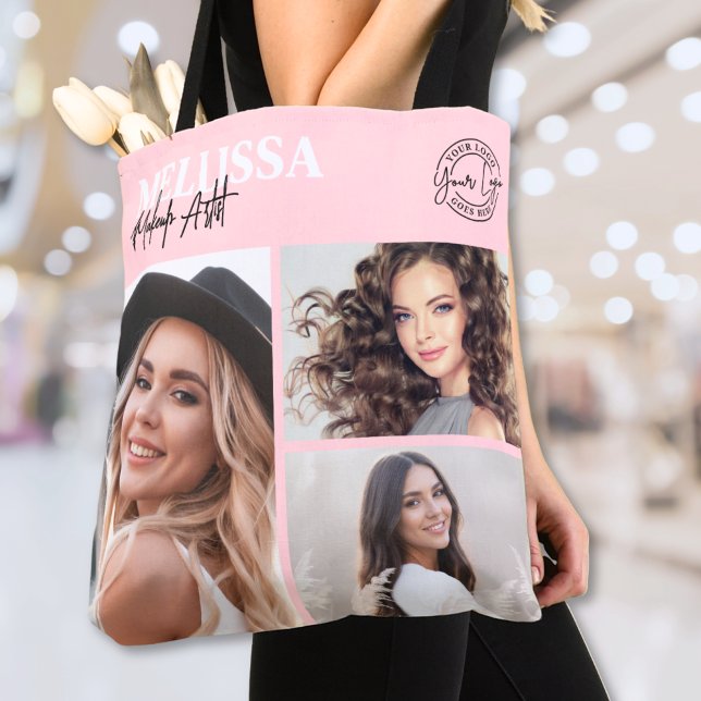 Bolsa Tote Blush Pink Script Logo Photo Makeup (Blush Pink Script Logo Photo Makeup Tote Bag)