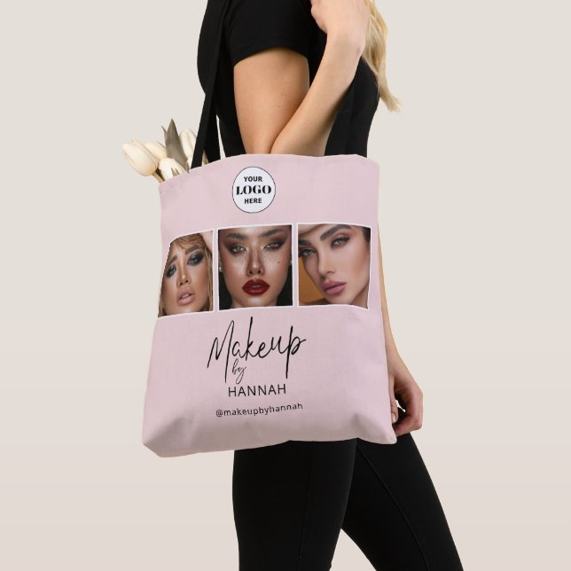 Bolsa Tote Blush Pink Script Logo Photo Makeup Studio (Close Up)