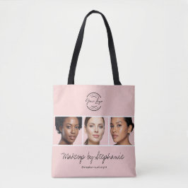 Bolsa Tote Blush Pink Script Logo Photo Makeup Studio