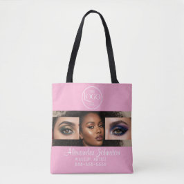 Bolsa Tote Blush Pink Script Logo Photo Makeup Studio