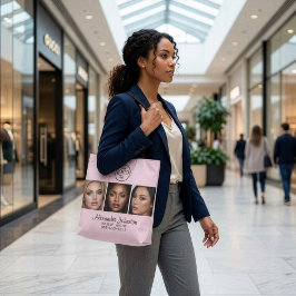 Bolsa Tote Blush Pink Script Logo Photo Makeup Studio