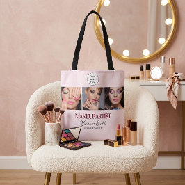 Bolsa Tote Blush Pink Script Logo Photo Makeup Studio