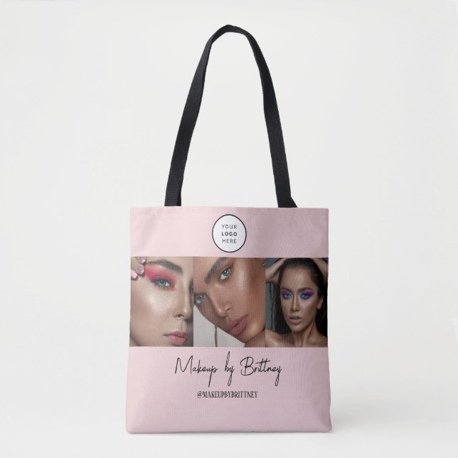 Bolsa Tote Blush Pink Script Logo Photo Makeup Studio  (Frente)