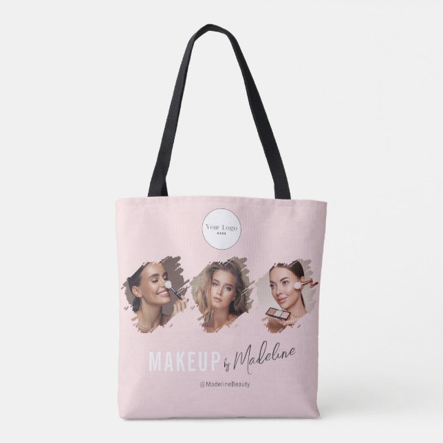 Bolsa Tote Blush Pink Script Logo Photo Makeup Studio (Verso)