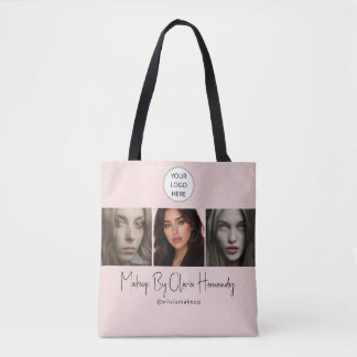 Bolsa Tote Blush Pink Script Logo Photo Makeup Studio