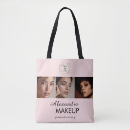 Bolsa Tote Blush Pink Script Logo Photo Makeup Studio