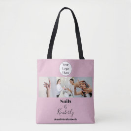 Bolsa Tote Blush Pink Script Logo Photo Nail Salon