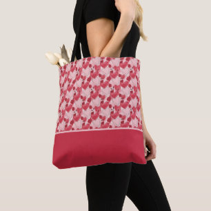 Bolsa Tote Blush Rosa Cora Vermelha Corações Rosas Bloqueio d