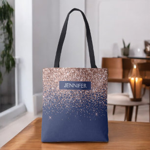 Bolsa Tote Blush Rosa Dourado Rosa Azul Naval Monograma Lante