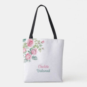 Bolsa Tote Blush Rosa Rosa Rosa Bridesmaid Bachelorette Flora