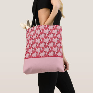 Bolsa Tote Blush Rosa Vermelho Carmesim Corações Rosas Bloque