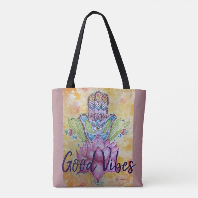 Bolsa Tote Boa sacola da arte de Hamsa das impressões (Verso)