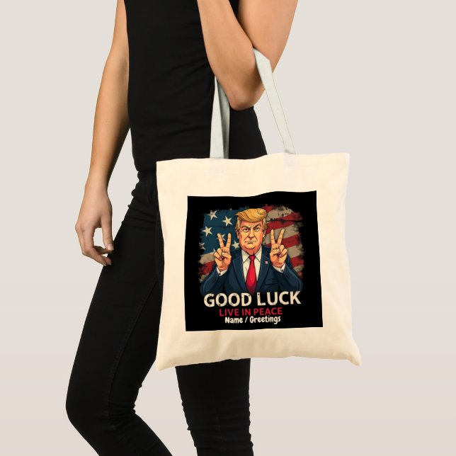 Bolsa Tote Boa Sorte Viva Em Paz Presente Cômico Citação Patr (Frente (produto))