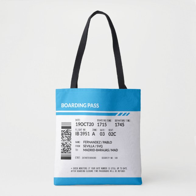 Bolsa Tote Boarding Pass (blue) (Frente)