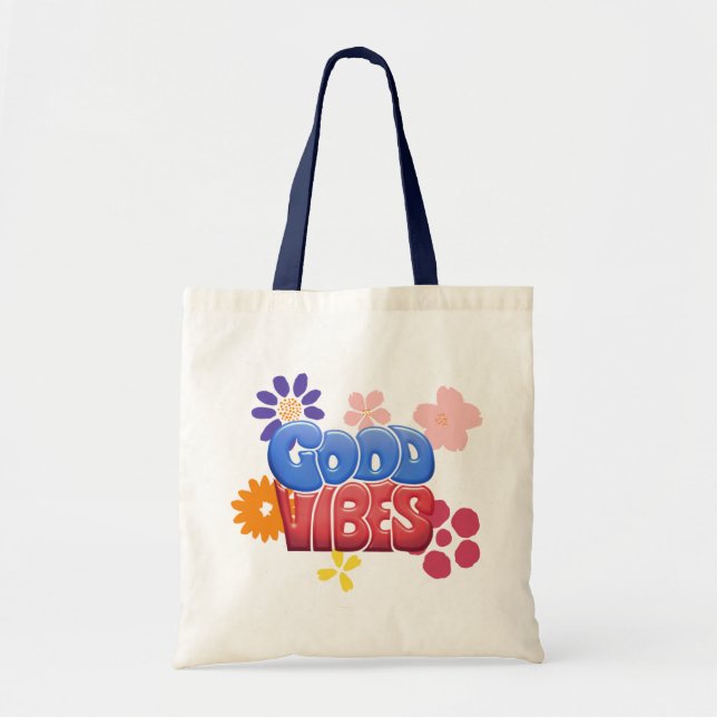 Bolsa Tote Boas letras da bolha das impressões & flores do (Frente)