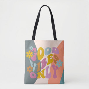 Bolsa Tote Boas Vibes Apenas Citação Retroativa 60s Hippie De