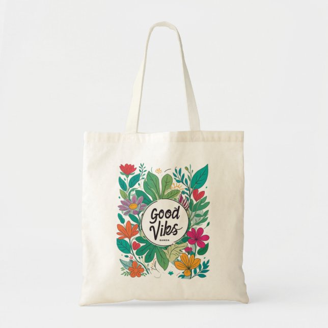 Bolsa Tote Boas Vibes num design floral! (Frente)